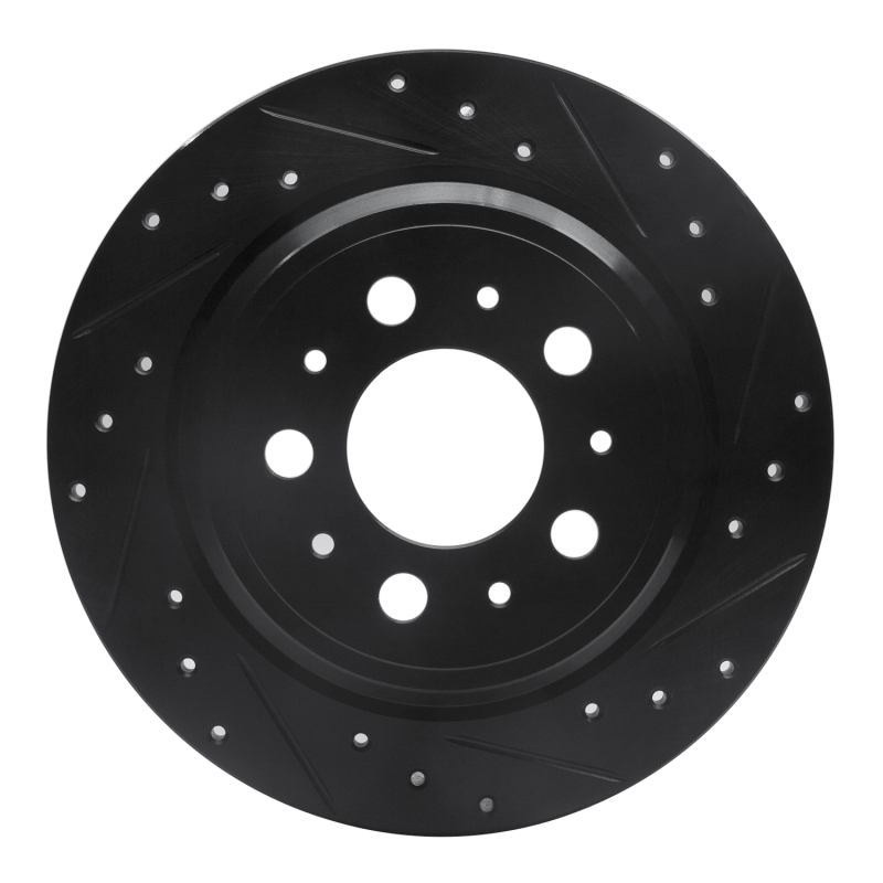 R1 99-09 Volvo V70 Rear Right Drilled & Slotted Black Brake Rotor