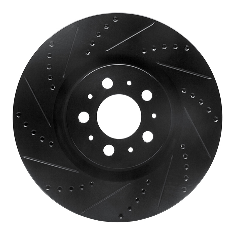 R1 04-07 Volvo S60 Front Left Drilled & Slotted Black Brake Rotor