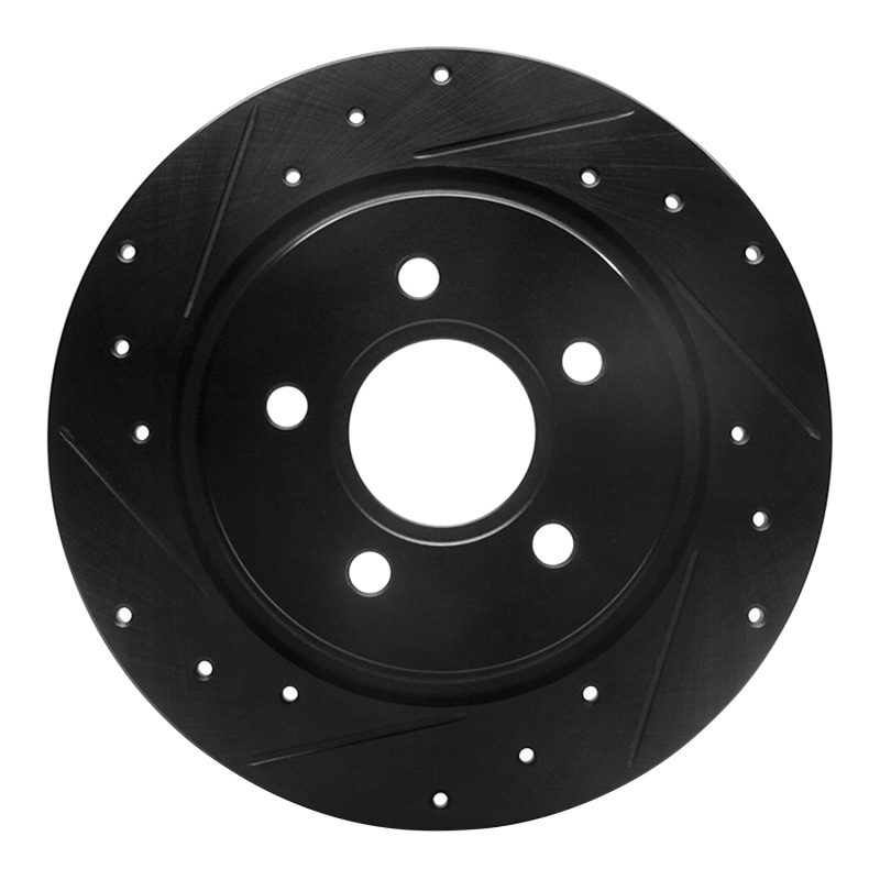 R1 04-13 Volvo S40 Rear Left Drilled & Slotted Black Brake Rotor