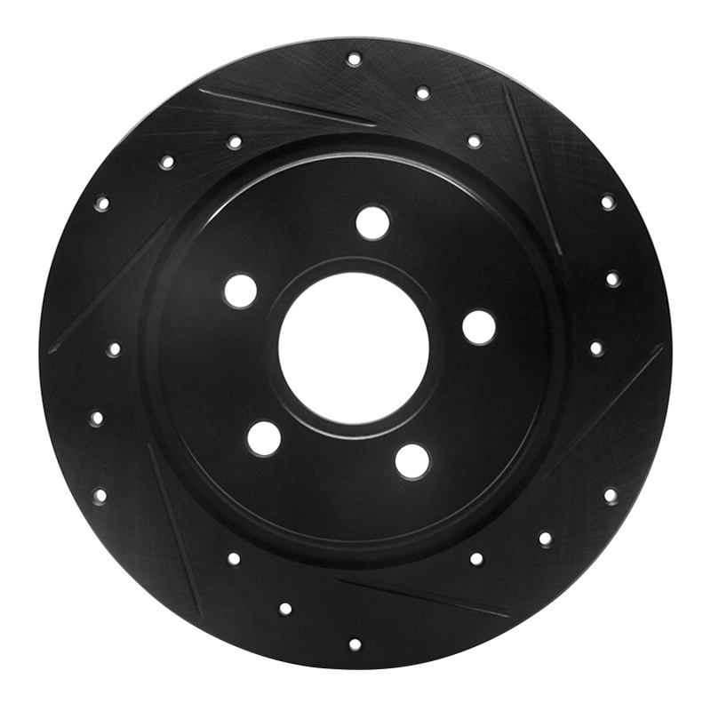 R1 04-13 Volvo V50 Rear Right Drilled & Slotted Black Brake Rotor