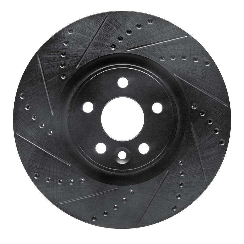 R1 07-16 Volvo S80 Front Left Drilled & Slotted Black Brake Rotor