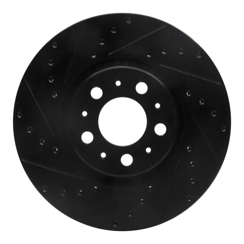 R1 03-09 Volvo S60 Front Left Drilled & Slotted Black Brake Rotor