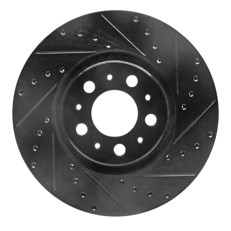 R1 03-09 Volvo XC90 Front Right Drilled & Slotted Black Brake Rotor