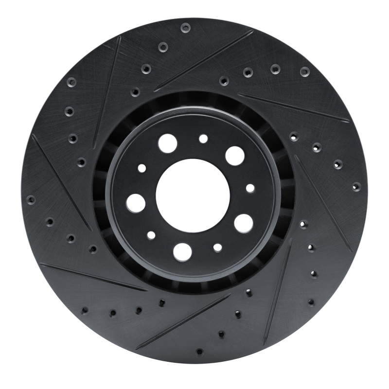 R1 03-09 Volvo XC90 Front Left Drilled & Slotted Black Brake Rotor