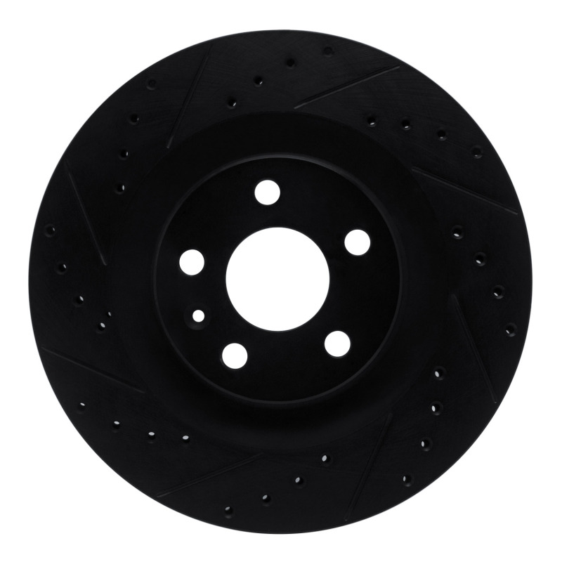 R1 16-26 Volvo V90 Rear Left Drilled & Slotted Black Brake Rotor