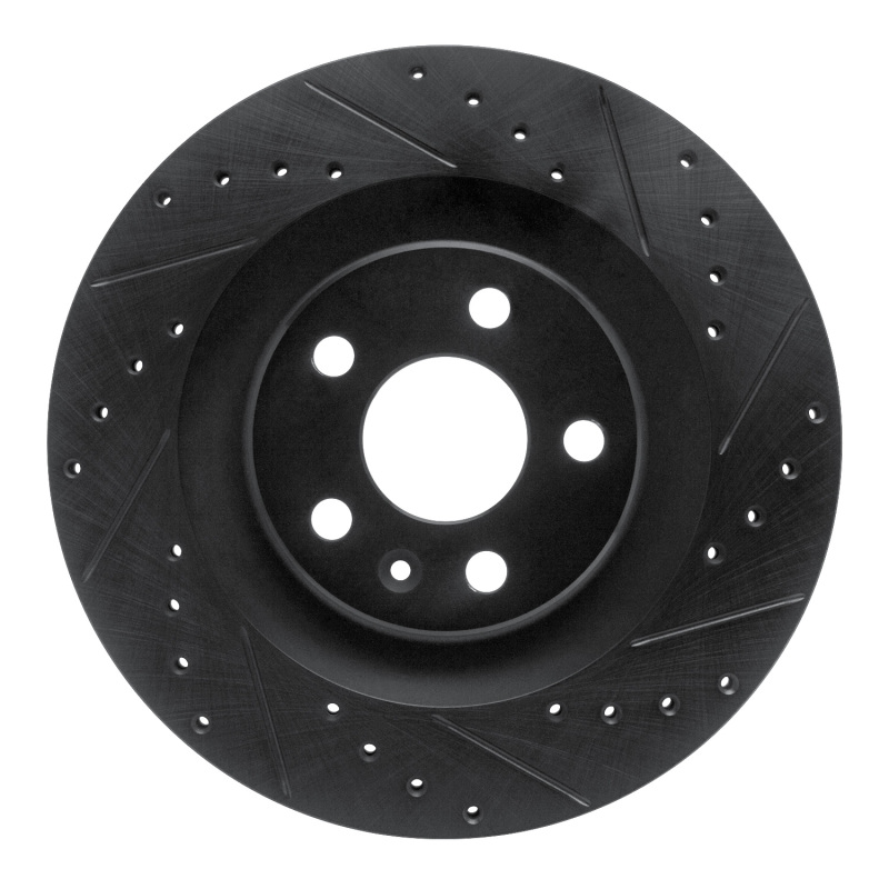 R1 16-26 Volvo S60 Rear Right Drilled & Slotted Black Brake Rotor