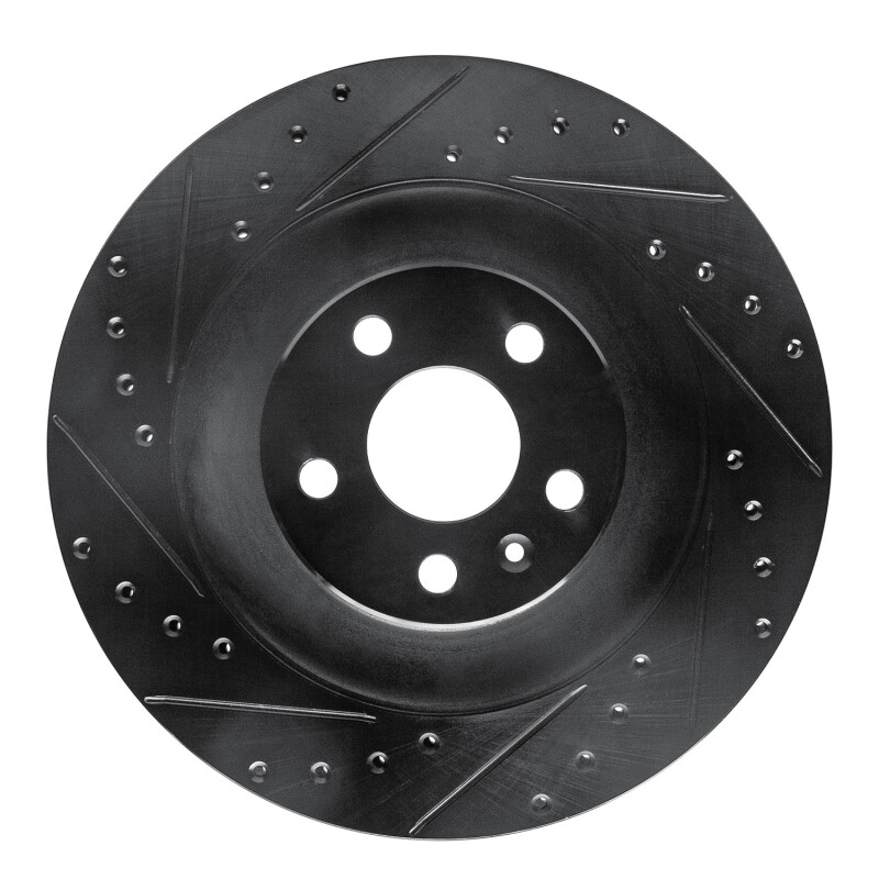 R1 16-26 Polestar Polestar 2 Rear Left Drilled & Slotted Black Brake Rotor