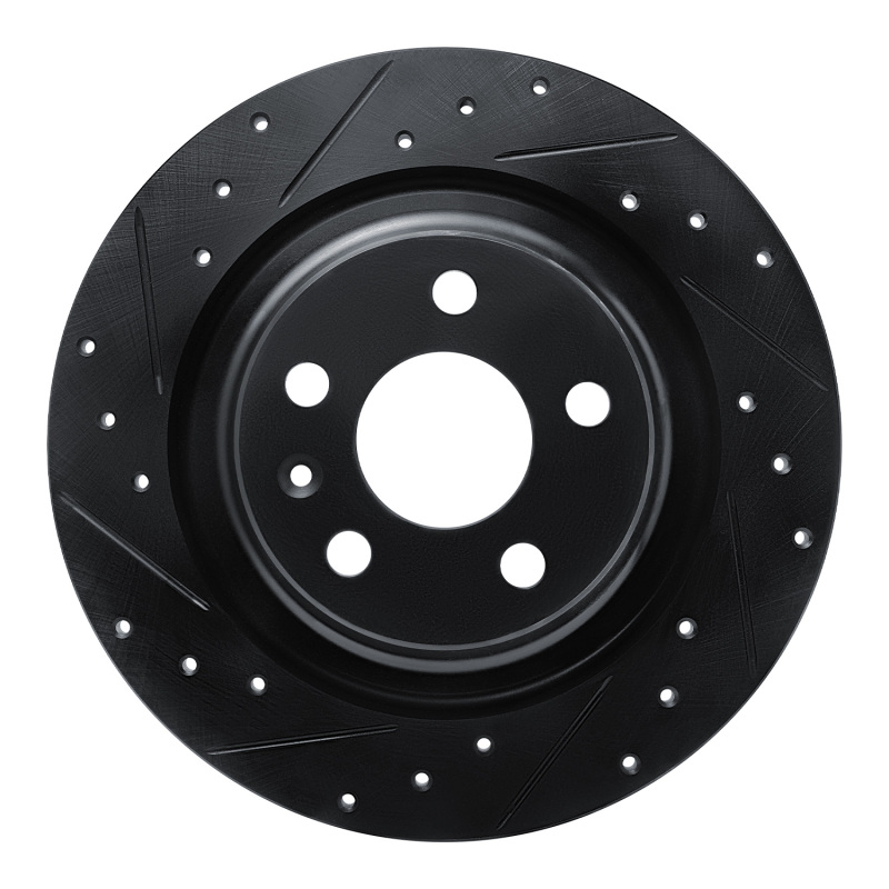 R1 18-25 Volvo S60 Rear Left Drilled & Slotted Black Brake Rotor