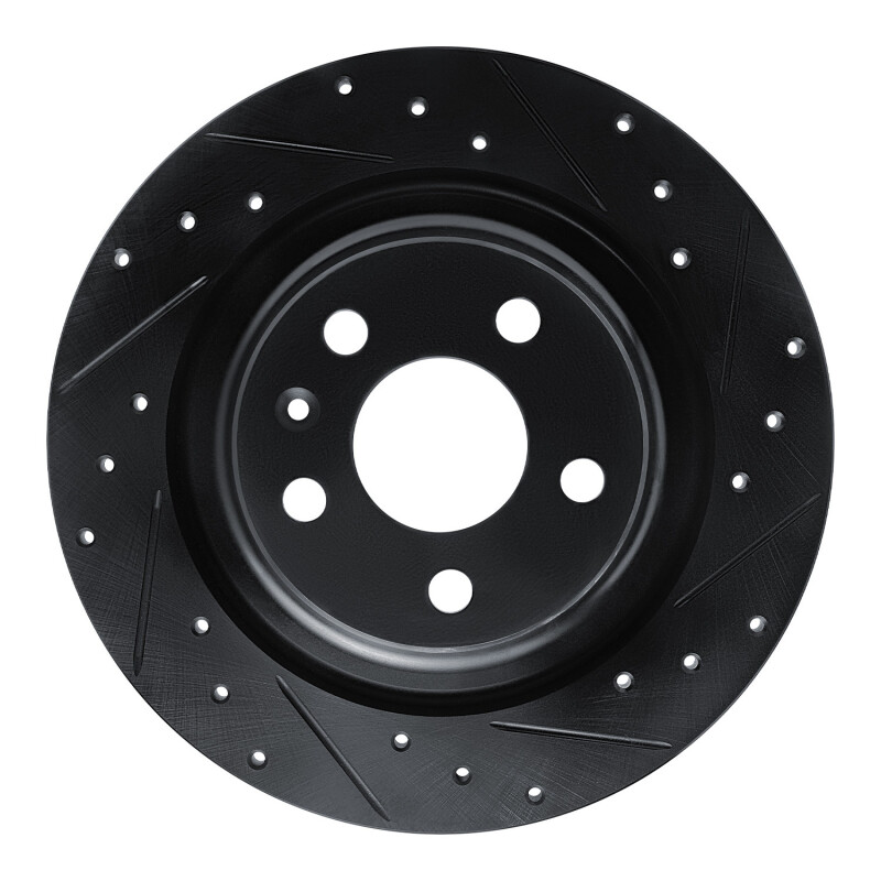 R1 18-25 Volvo XC60 Rear Right Drilled & Slotted Black Brake Rotor