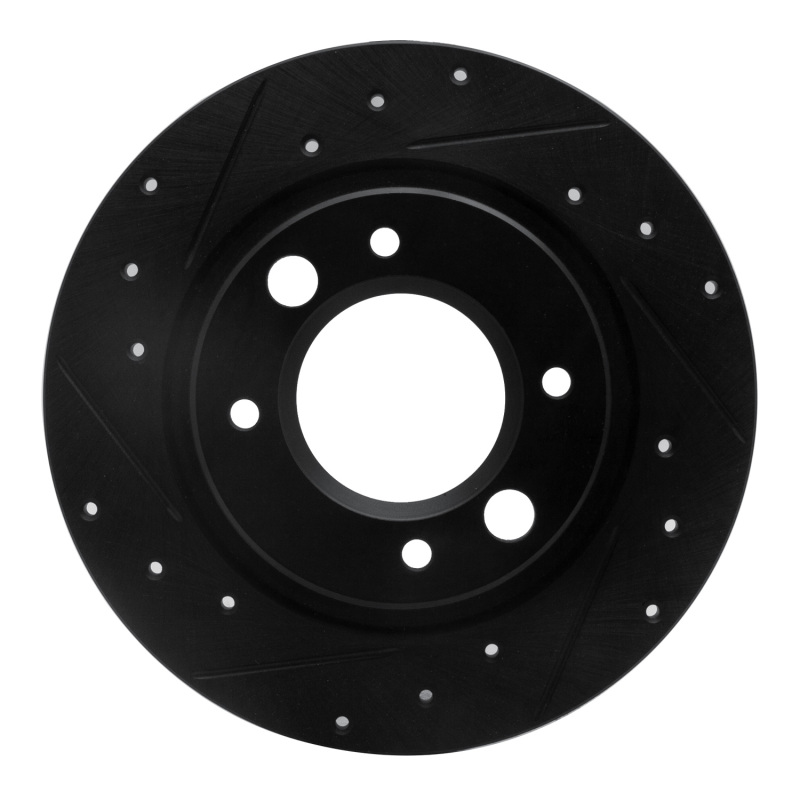 R1 71-89 Peugeot 604 Rear Left Drilled & Slotted Black Brake Rotor