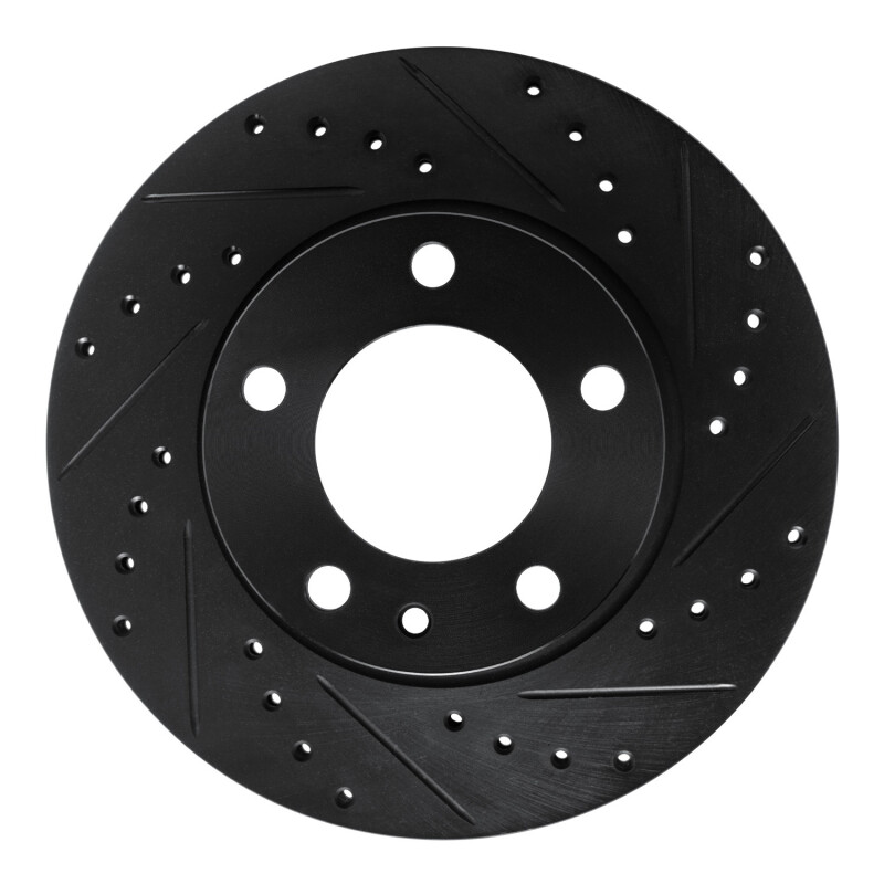 R1 82-88 BMW 528E Front Right Drilled & Slotted Black Brake Rotor