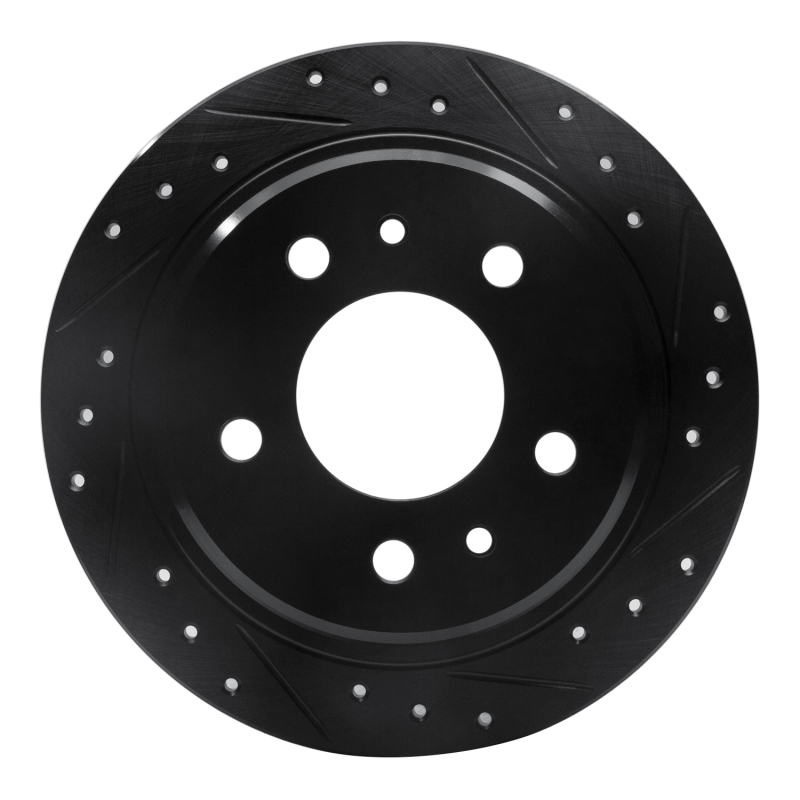 R1 82-89 BMW 524TD Rear Right Drilled & Slotted Black Brake Rotor