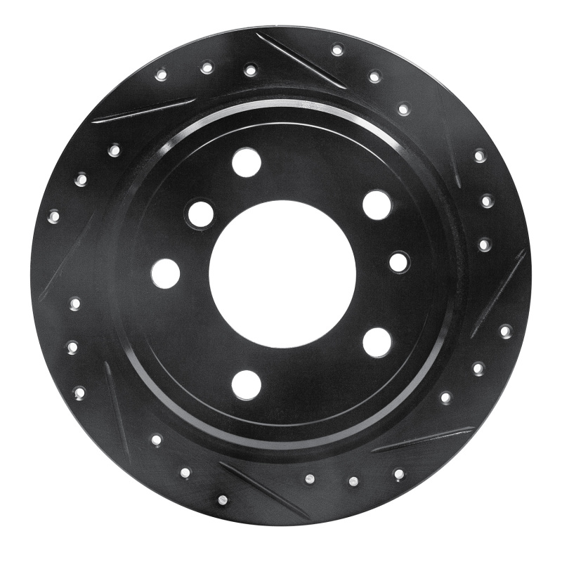 R1 81-86 BMW 735I Rear Right Drilled & Slotted Black Brake Rotor