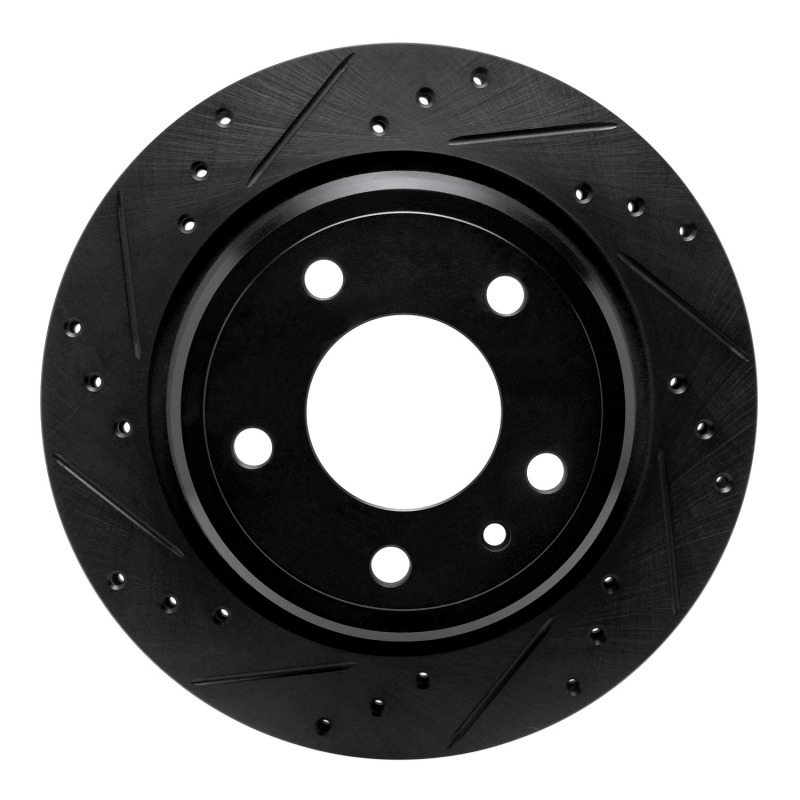 R1 88-94 BMW 750IL Rear Left Drilled & Slotted Black Brake Rotor