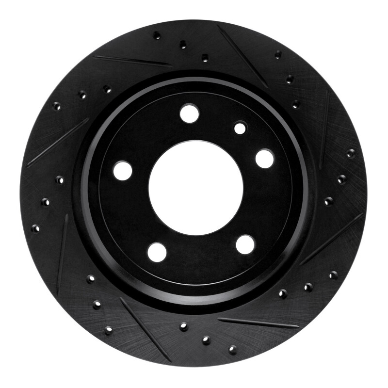 R1 88-94 BMW 750IL Rear Right Drilled & Slotted Black Brake Rotor