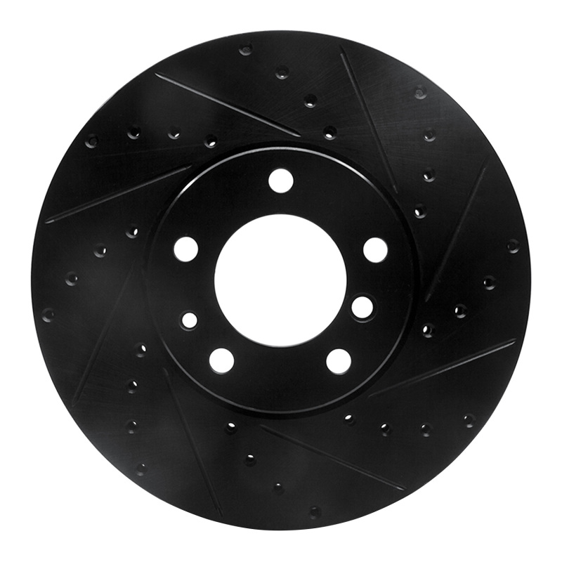 R1 91-01 BMW 850CI Front Right Drilled & Slotted Black Brake Rotor