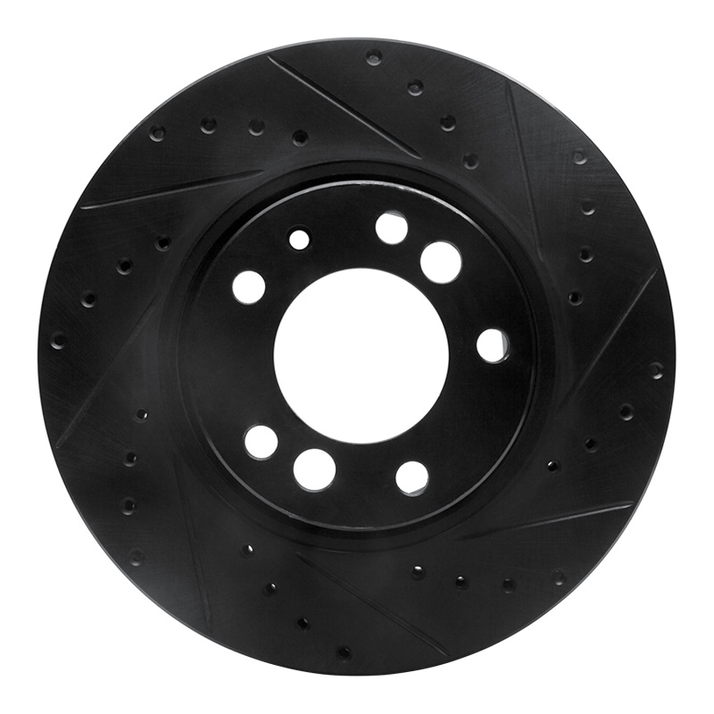 R1 91-93 BMW M5 Front Right Drilled & Slotted Black Brake Rotor