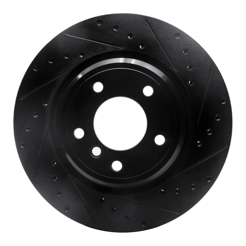 R1 95-03 BMW 750IL Rear Right Drilled & Slotted Black Brake Rotor