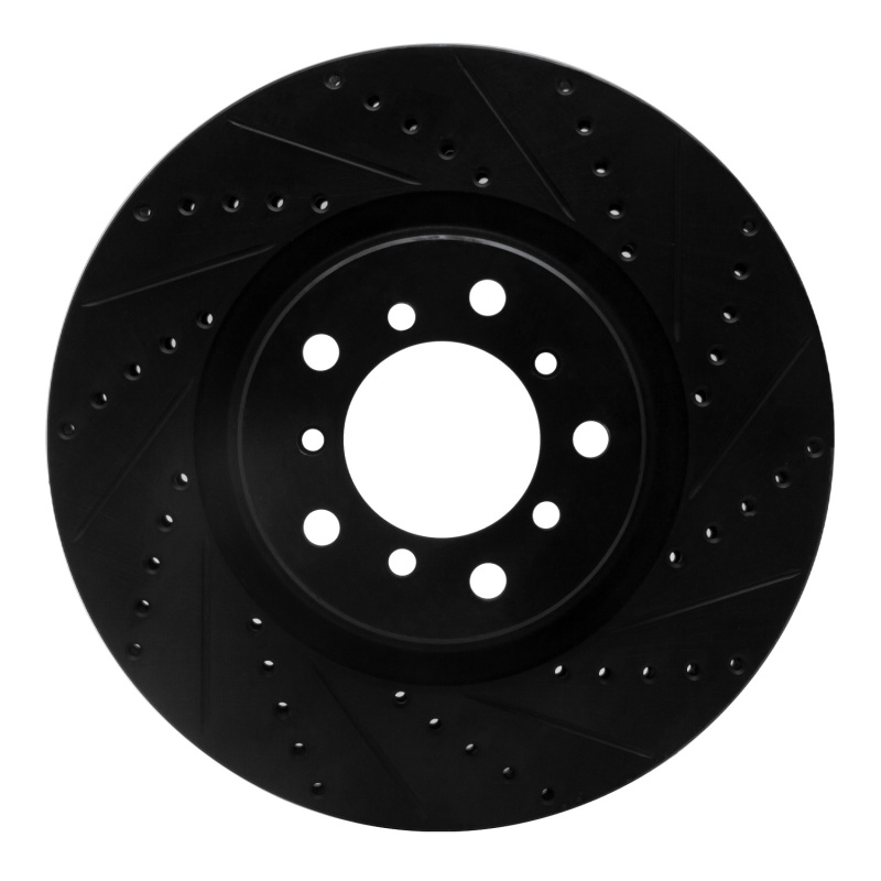 R1 01-06 BMW M3 Left Front Drilled & Slotted Black Brake Rotor