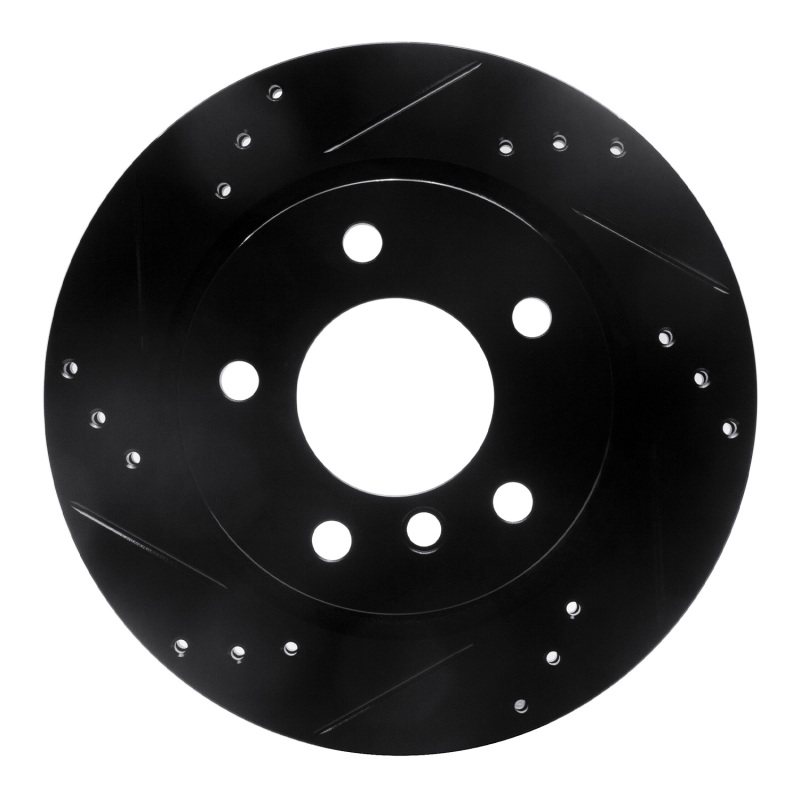 R1 03-08 BMW Z4 Rear Left Drilled & Slotted Black Brake Rotor