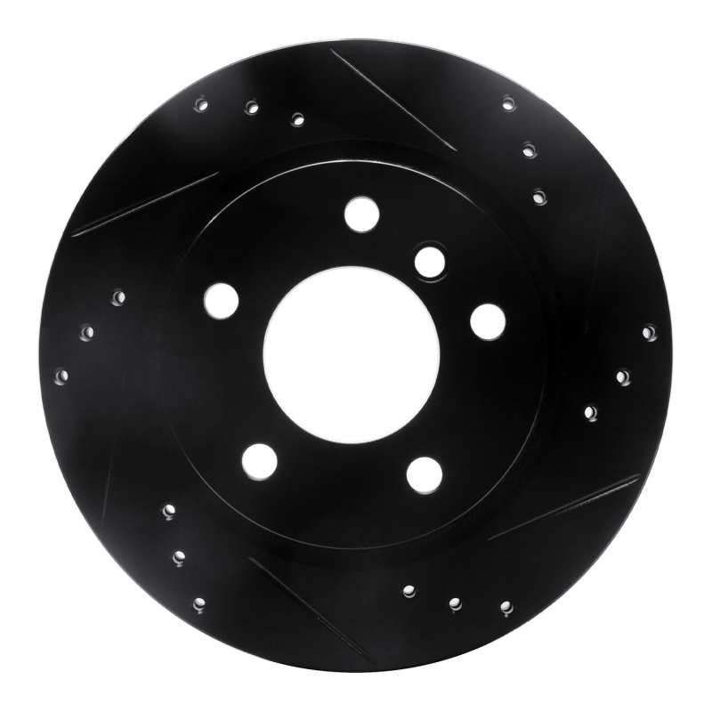 R1 03-08 BMW Z4 Rear Right Drilled & Slotted Black Brake Rotor