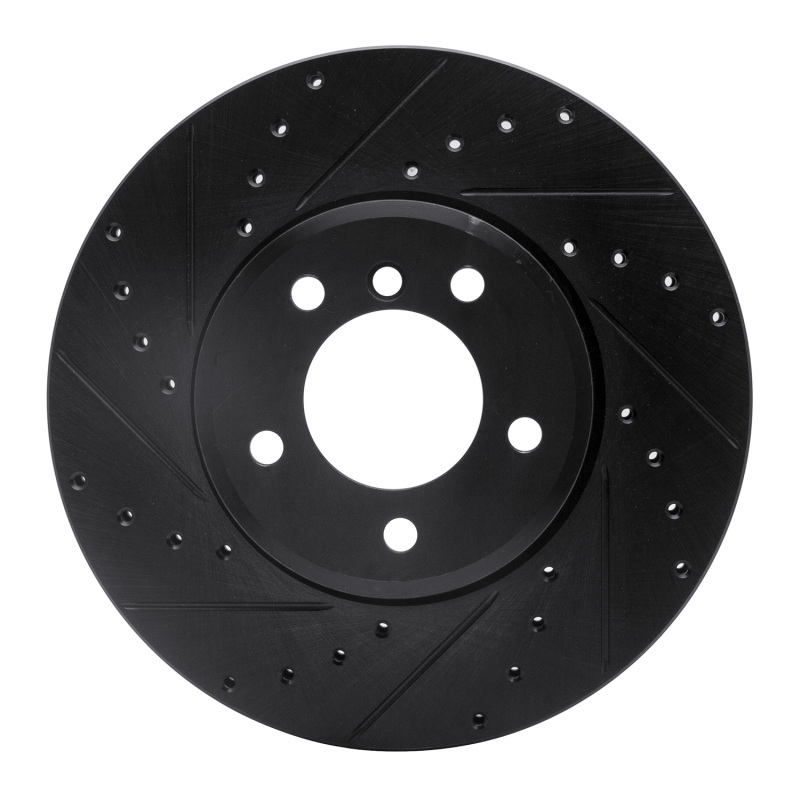 R1 04-10 BMW 528XI Front Left Drilled & Slotted Black Brake Rotor