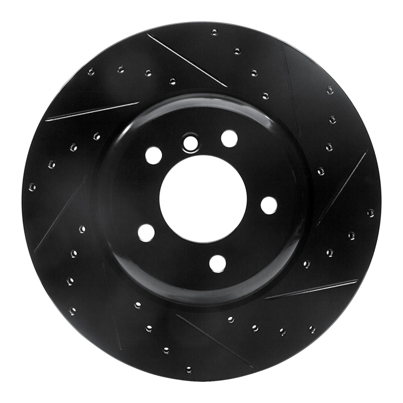 R1 04-10 BMW 650I Convertible Front Right Drilled & Slotted Black Brake Rotor