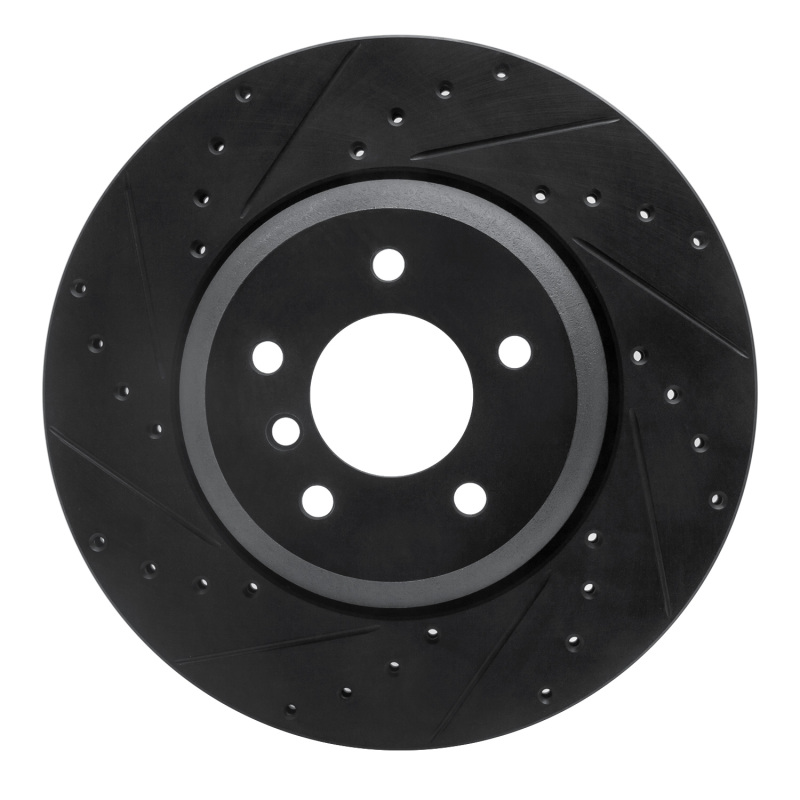 R1 04-10 BMW 535I Rear Left Drilled & Slotted Black Brake Rotor