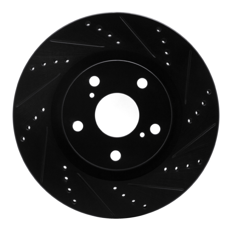 R1 06-10 BMW 530XI Rear Right Drilled & Slotted Black Brake Rotor