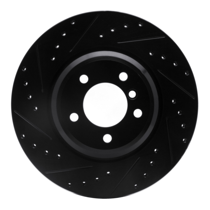 R1 07-15 BMW 335I xDrive Front Left Drilled & Slotted Black Brake Rotor