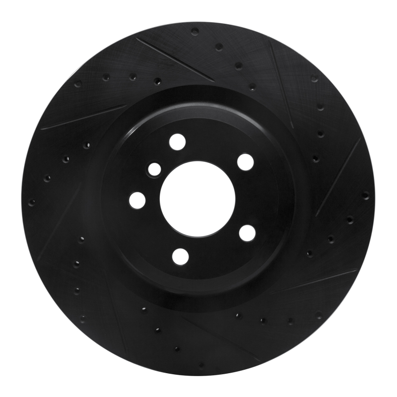 R1 09-19 BMW 760LI Rear Right Drilled & Slotted Black Brake Rotor