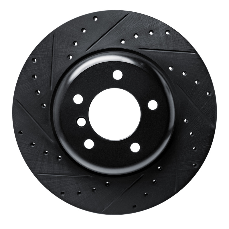 R1 09-16 BMW Z4 Front Left Drilled & Slotted Black Brake Rotor