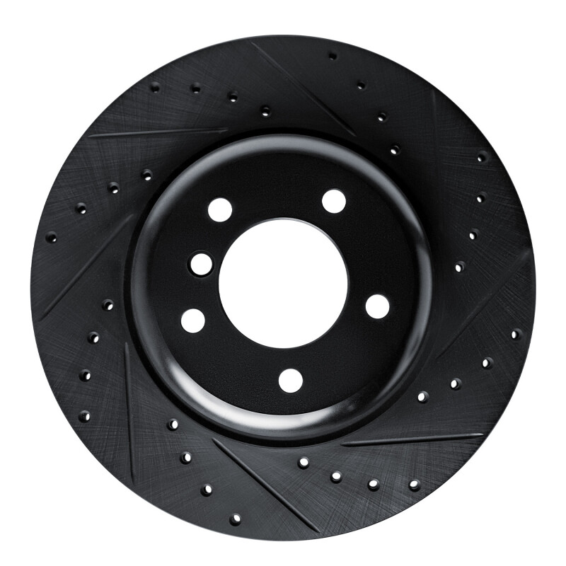 R1 09-16 BMW Z4 Front Right Drilled & Slotted Black Brake Rotor