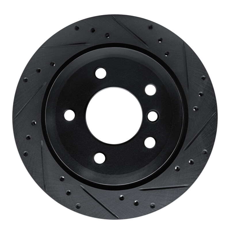 R1 09-16 BMW Z4 Rear Right Drilled & Slotted Black Brake Rotor
