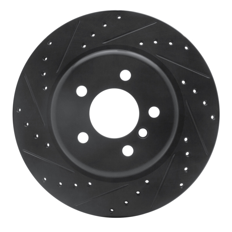 R1 11-16 BMW 535I Rear Left Drilled & Slotted Black Brake Rotor