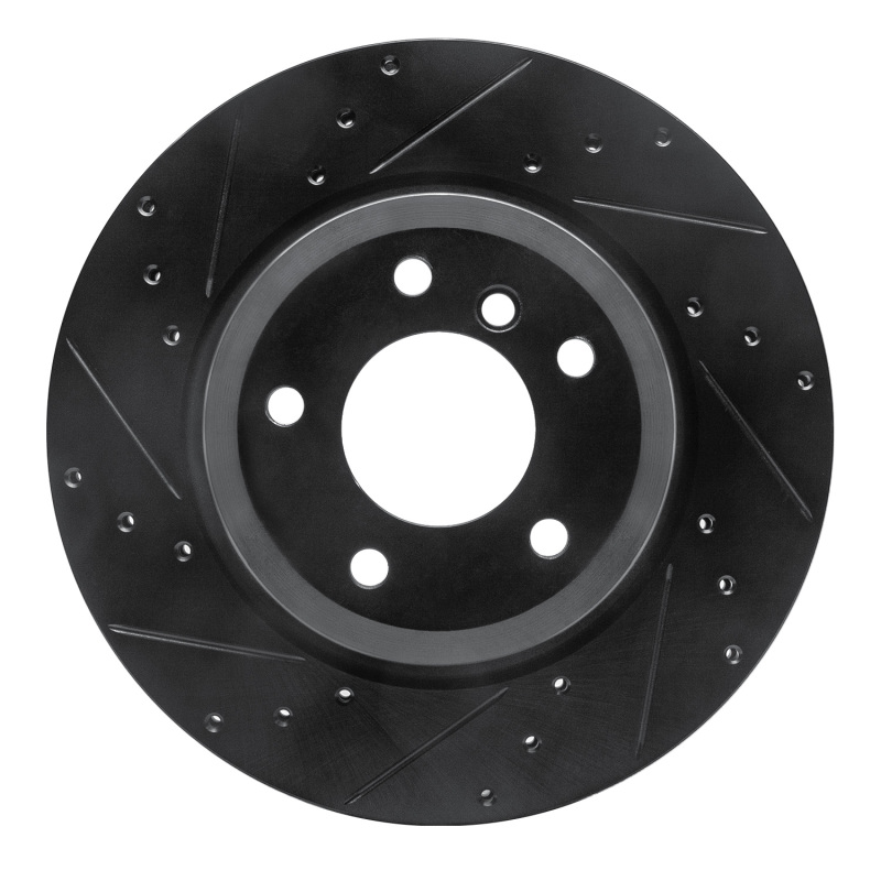 R1 11-16 BMW Z4 Rear Left Drilled & Slotted Black Brake Rotor