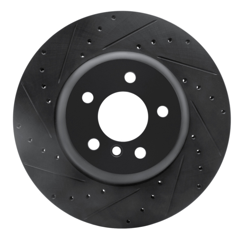 R1 13-21 BMW 330I xDrive Sedan Rear Left Drilled & Slotted Black Brake Rotor