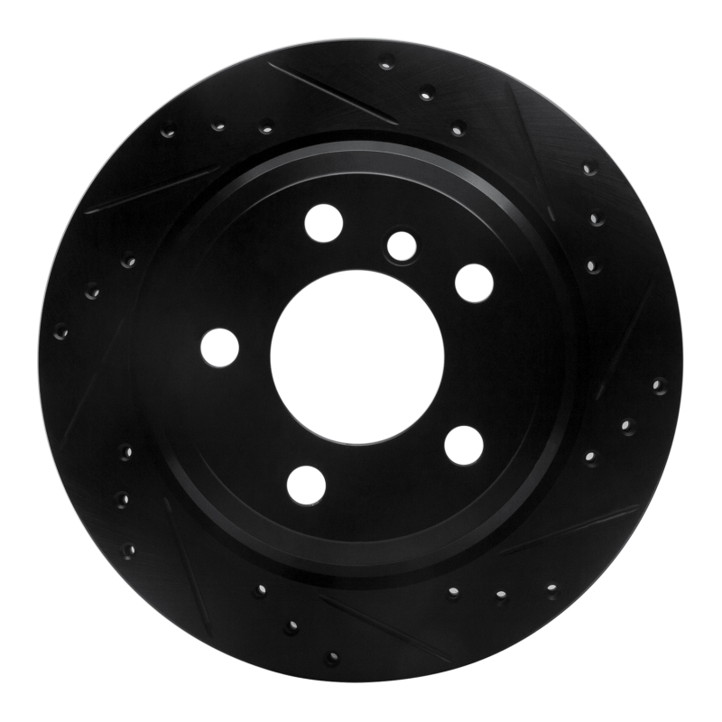 R1 06-20 BMW 325XI Rear Right Drilled & Slotted Black Brake Rotor