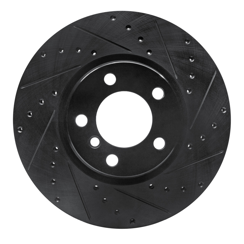 R1 12-18 BMW 428I Front Right Drilled & Slotted Black Brake Rotor