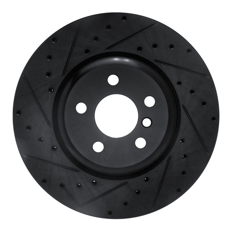 R1 16-25 BMW 430I Rear Left Drilled & Slotted Black Brake Rotor