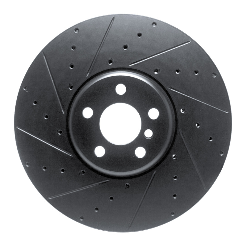 R1 16-25 BMW i5 Left Front Drilled & Slotted Black Brake Rotor