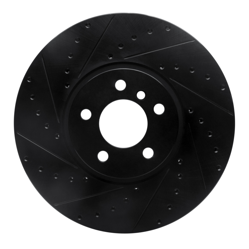 R1 02-06 BMW X5 Front Left Drilled & Slotted Black Brake Rotor