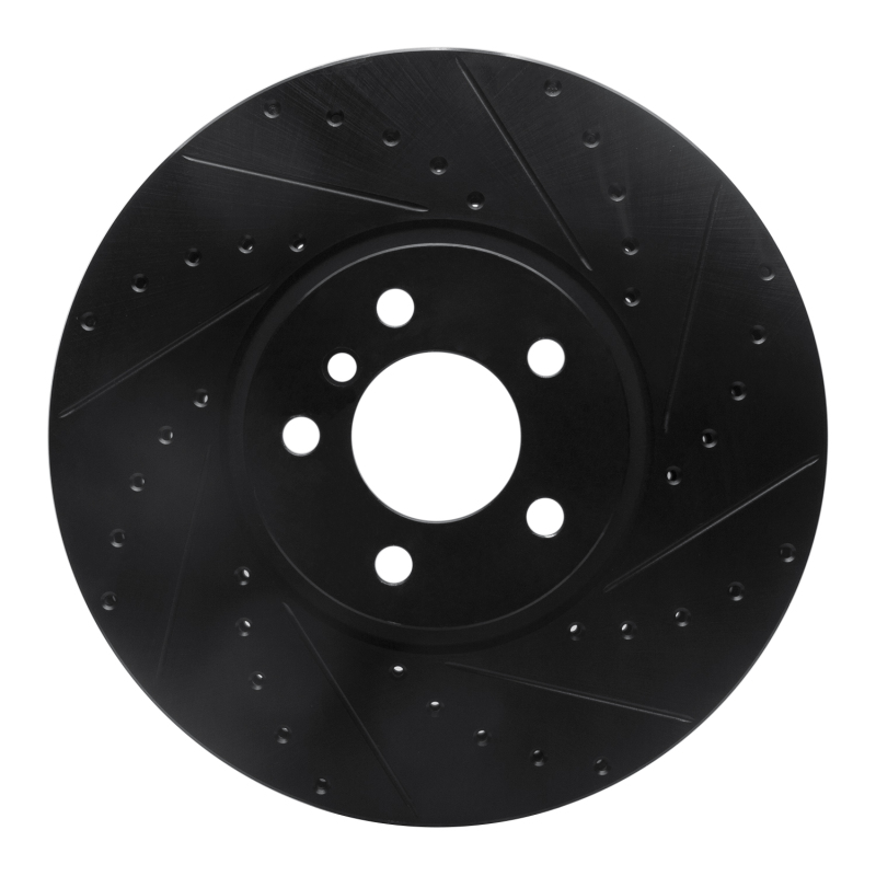 R1 02-06 BMW X5 Front Right Drilled & Slotted Black Brake Rotor