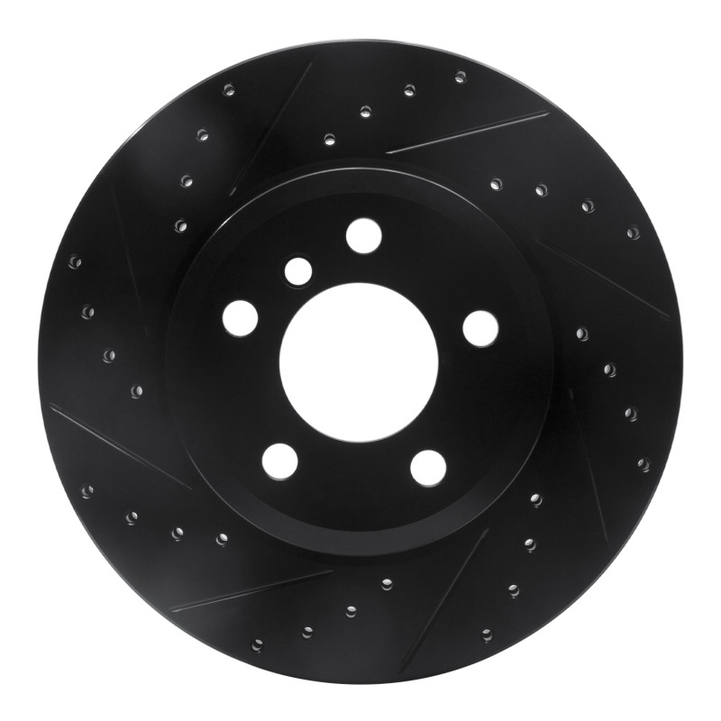 R1 04-10 BMW X3 Front Left Drilled & Slotted Black Brake Rotor