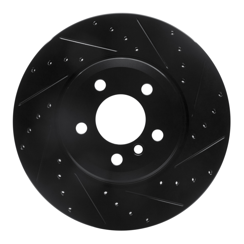 R1 07-19 BMW X6 Rear Right Drilled & Slotted Black Brake Rotor