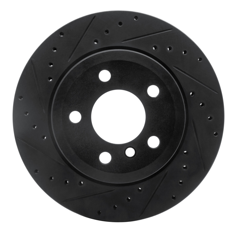 R1 07-19 BMW X5 Rear Left Drilled & Slotted Black Brake Rotor
