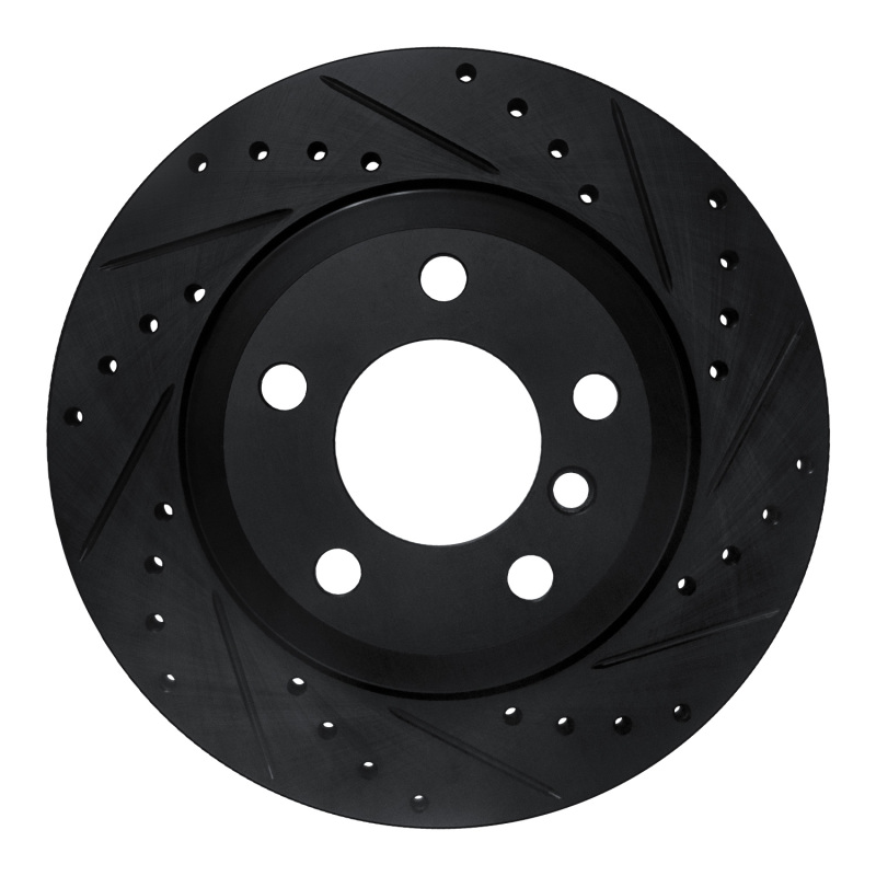 R1 07-19 BMW X5 Rear Right Drilled & Slotted Black Brake Rotor