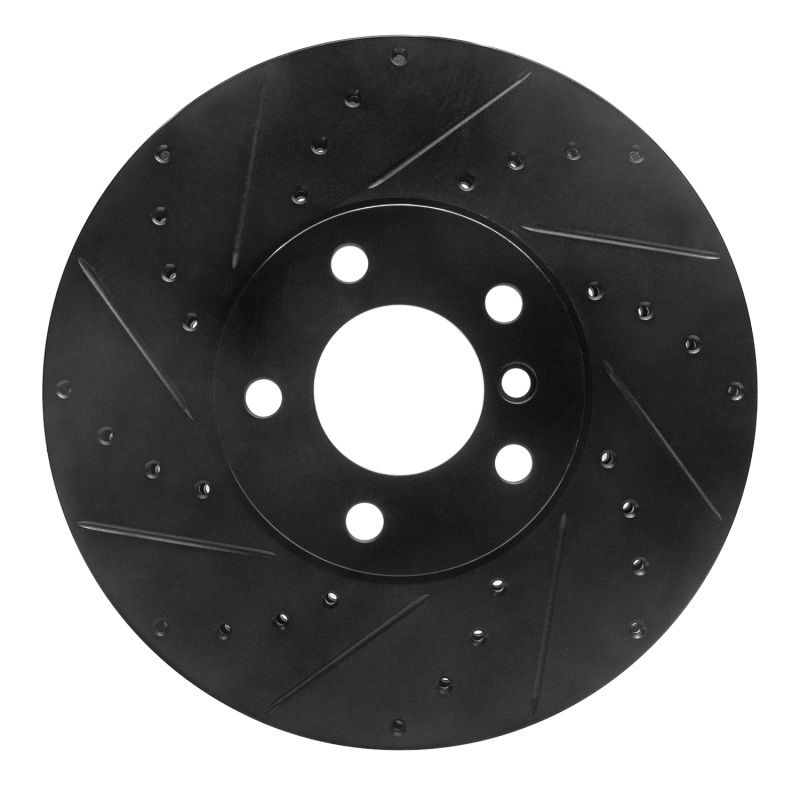 R1 07-19 BMW X6 Front Left Drilled & Slotted Black Brake Rotor