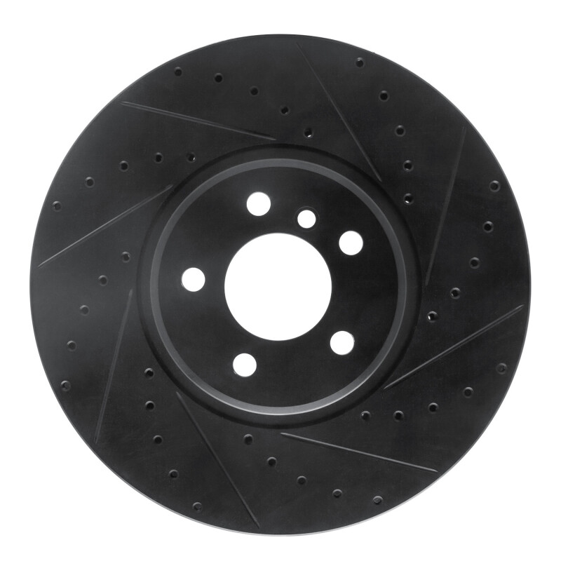 R1 08-19 BMW X5 Front Right Drilled & Slotted Black Brake Rotor