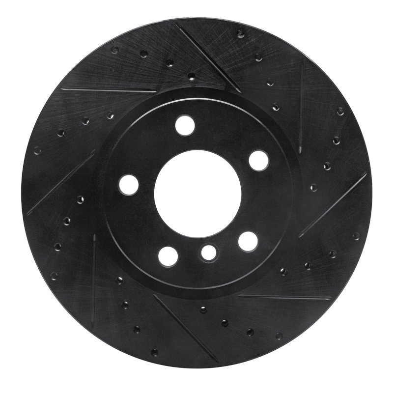 R1 11-18 BMW X4 Front Right Drilled & Slotted Black Brake Rotor